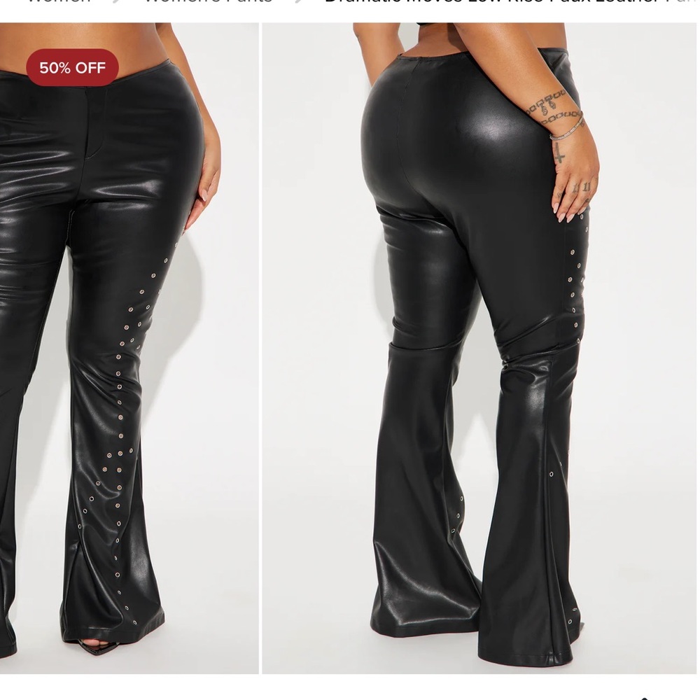 Dramatic Moves Low Rise Faux Leather Pant - Black